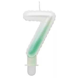   White-Green Ombre, Fehér-Zöld számgyertya, tortagyertya 7-es