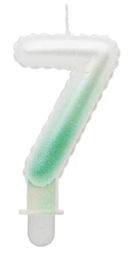 White-Green Ombre, Fehér-Zöld számgyertya, tortagyertya 7-es