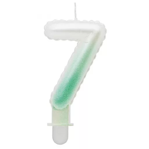 White-Green Ombre, Fehér-Zöld számgyertya, tortagyertya 7-es