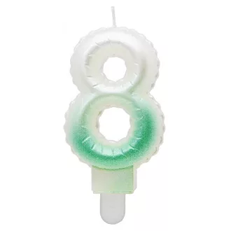   White-Green Ombre, Fehér-Zöld számgyertya, tortagyertya 8-as