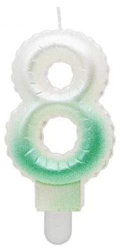 White-Green Ombre, Fehér-Zöld számgyertya, tortagyertya 8-as
