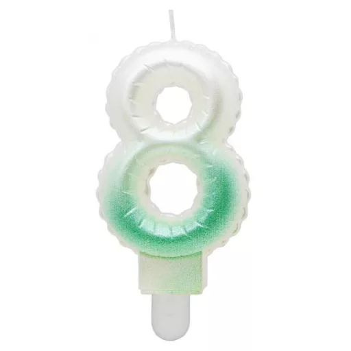 White-Green Ombre, Fehér-Zöld számgyertya, tortagyertya 8-as