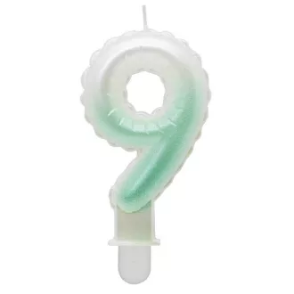   White-Green Ombre, Fehér-Zöld számgyertya, tortagyertya 9-es