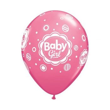 Baby Girl Pink Mix léggömb, lufi 6 db-os 11 inch (28cm)