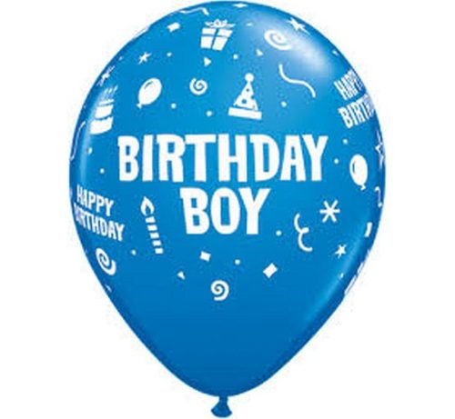 Happy Birthday Boy Blue léggömb, lufi 6 db-os 11 inch (28cm)