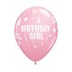 Happy Birthday Girl Pink léggömb, lufi 6 db-os 11 inch (28cm)