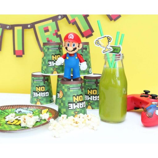 Game On papír szívószál 8 db-os