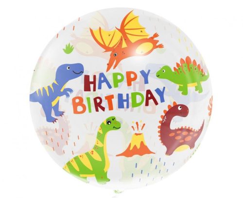 Dinoszaurusz Aqua Happy Birthday gömb fólia lufi 46cm