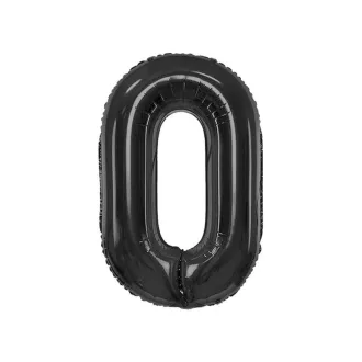 Fekete 0-ás B&C Matt Black szám fólia lufi 85cm