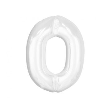 B&C White, Fehér 0-ás szám fólia lufi 92cm