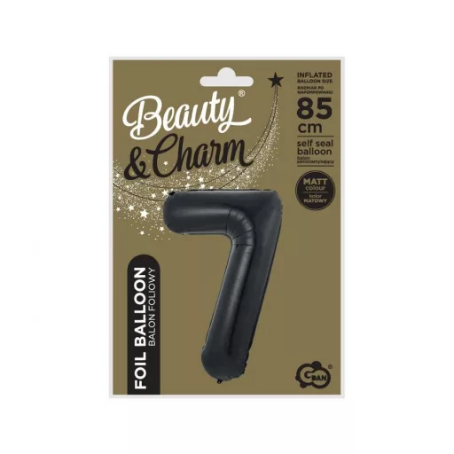 Fekete 7-es B&C Matt Black szám fólia lufi 85cm