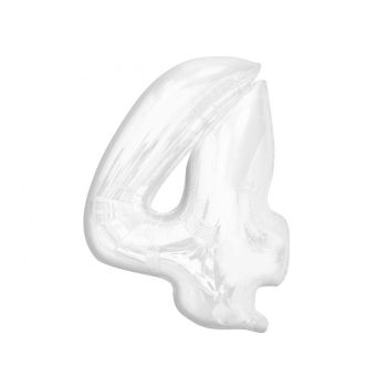 B&C White, Fehér 4-es szám fólia lufi 92cm