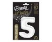 B&C White, Fehér 5-ös szám fólia lufi 92cm