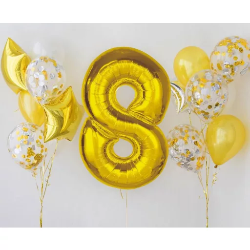 Arany 8-as Gold szám fólia lufi 92cm