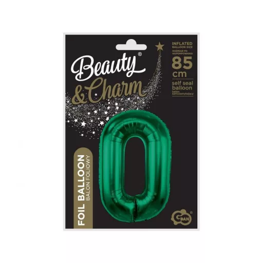 B&C Bottle Green, Zöld 0-ás szám fólia lufi 85cm