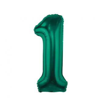 B&C Bottle Green, Zöld 1-es szám fólia lufi 85cm