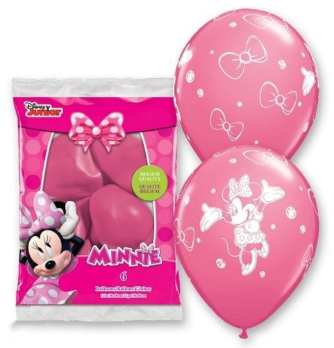 Disney Minnie Pastel Pink léggömb, lufi 6 db-os 12 inch (30cm)