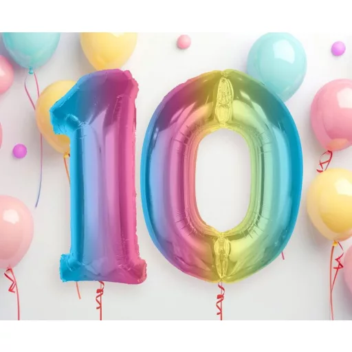 Színes 0-ás Rainbow szám fólia lufi 92cm