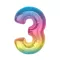 Színes 3-as Rainbow szám fólia lufi 92cm