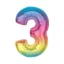Színes 3-as Rainbow szám fólia lufi 92cm