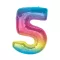 Színes 5-ös Rainbow szám fólia lufi 92cm