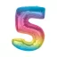Színes 5-ös Rainbow szám fólia lufi 92cm