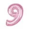 Rózsaszín 9-es Light Pink szám fólia lufi 92cm