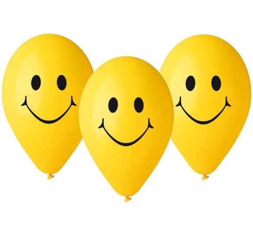 Smilies Yellow léggömb, lufi 5 db-os 12 inch (30cm)