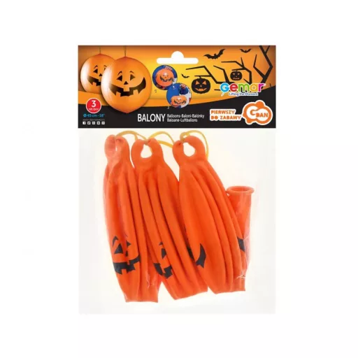 Halloween Tök Pumpkin léggömb, lufi 3 db-os 18 inch (45cm) szalaggal