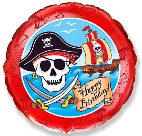 Happy Birthday Pirate, Kalóz fólia lufi 46cm