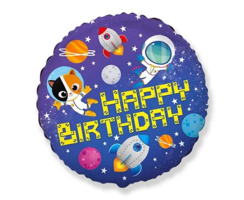 Happy Birthday Space, Űr fólia lufi 46cm (WP)