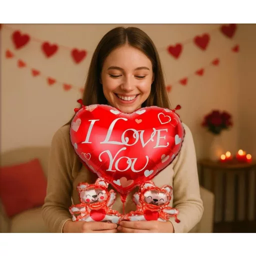 Szerelem Teddy Bears fólia lufi 48cm