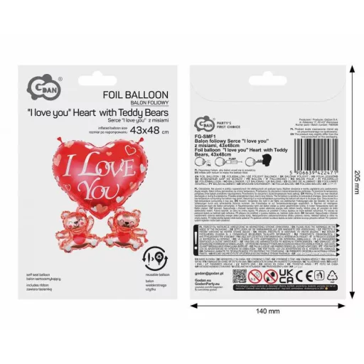 Szerelem Teddy Bears fólia lufi 48cm