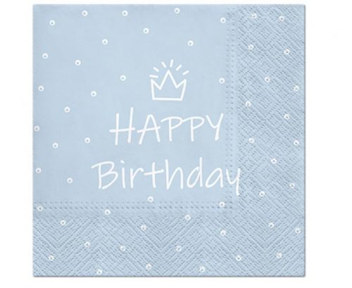 Happy Birthday Light Blue szalvéta 20 db-os 33x33 cm