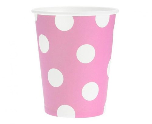 Pink Polka Dots, Rózsaszín papír pohár 6 db-os 270 ml