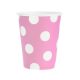 Pink Polka Dots, Rózsaszín papír pohár 6 db-os 270 ml