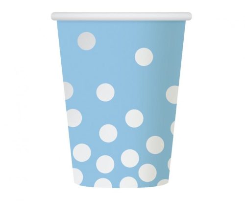 Silver Dots Blue, Pöttyös papír pohár 6 db-os 270 ml