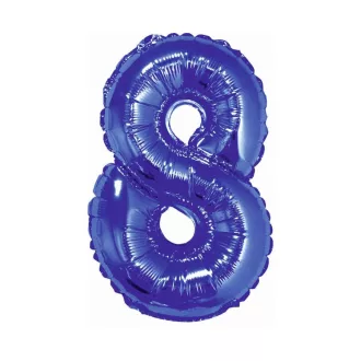 Blue, Kék 8-as mini szám fólia lufi 35cm