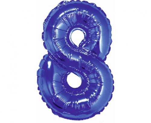 Blue, Kék 8-as mini szám fólia lufi 35cm