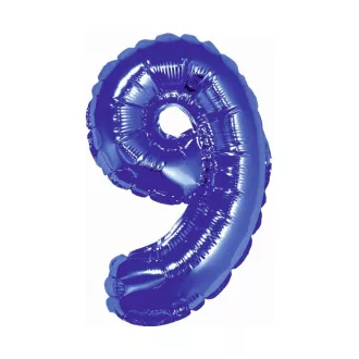 Blue, Kék 9-es mini szám fólia lufi 35cm