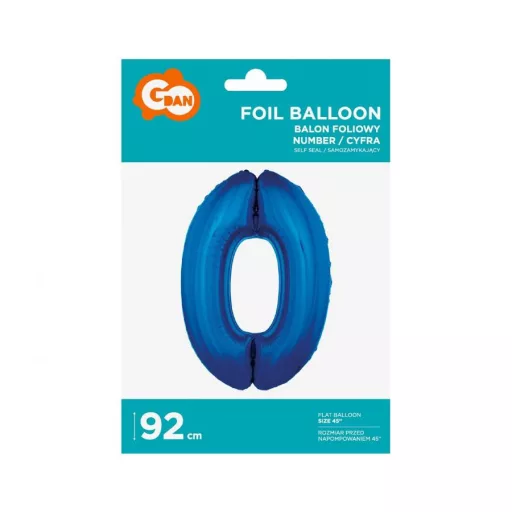 Kék 0-ás B&C Blue szám fólia lufi 92cm