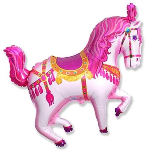 Circus Horse Pink, Lovas fólia lufi 36 cm