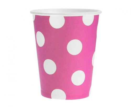 Magenta Polka Dots, Magenta papír pohár 6 db-os 270 ml