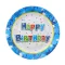 Happy Birthday Blue papírtányér 6 db-os 18cm