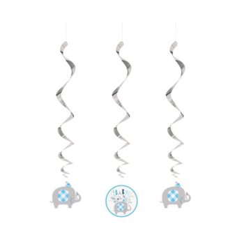   Floral Elephant Blue, Kék Elefánt szalag dekoráció 3 db-os szett