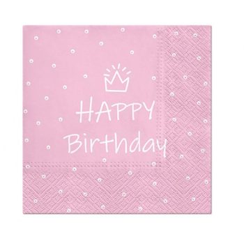 Happy Birthday Light Pink szalvéta 20 db-os 33x33 cm