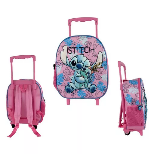 Disney Lilo és Stitch, A csillagkutya Doll gurulós ovis 3D hátizsák, táska 32 cm