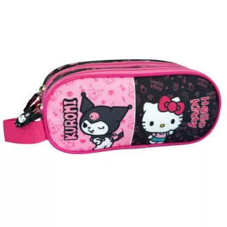 Hello Kitty & Kuromi 2 rekeszes tolltartó 23 cm