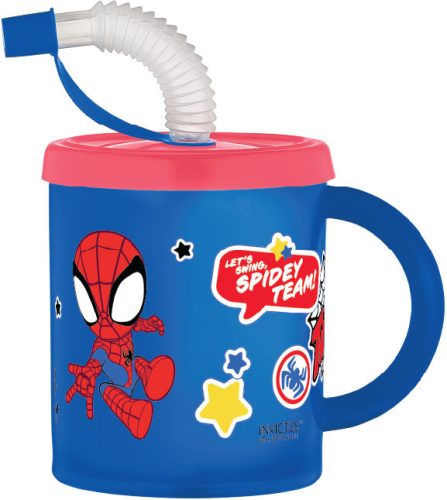 Pókember Spidey szívószálas bögre, műanyag 210ml