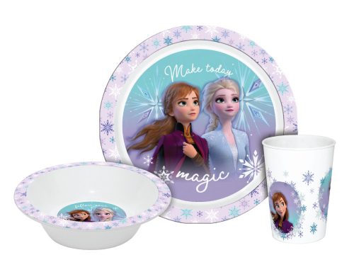 Disney Jégvarázs Magic étkészlet, micro műanyag szett  - díszdobozban